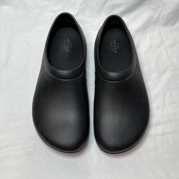 Crocs Mens Black On the Clock Dual Comfort Slip-Resistant Work Clogs 10 - Picture 7 of 11